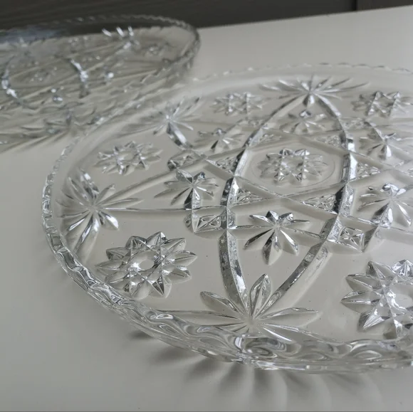 Vintage Anchor Hocking Star Of David Prescut Glass Plate 13.5" - Picture 6 of 15